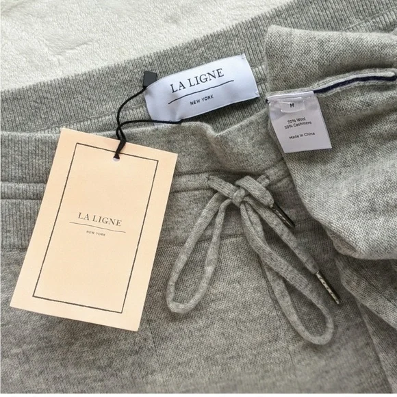 La Ligne Gray Knit Jogger Pants with Side Stripe - Picture 2 of 11